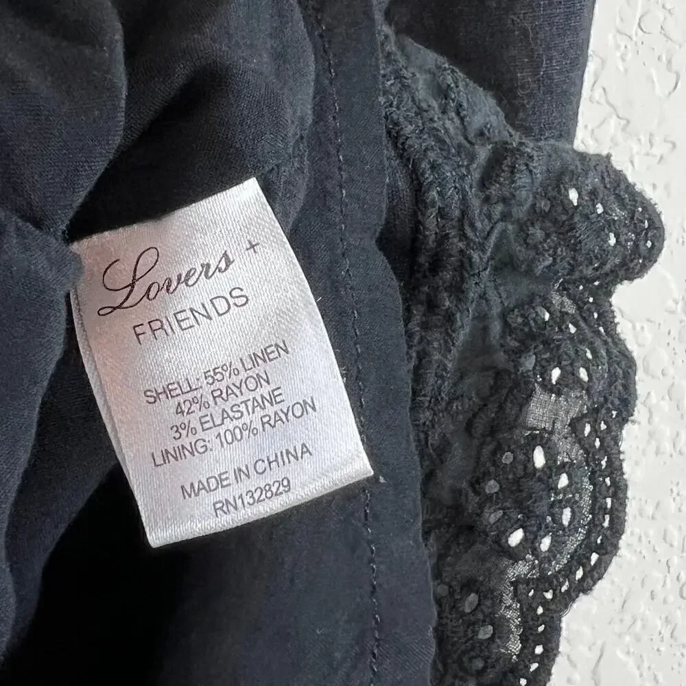 Lovers + Friends REVOLVE Bethany Black Eyelet Linen Small Whimsigoth Vamp Witchy
